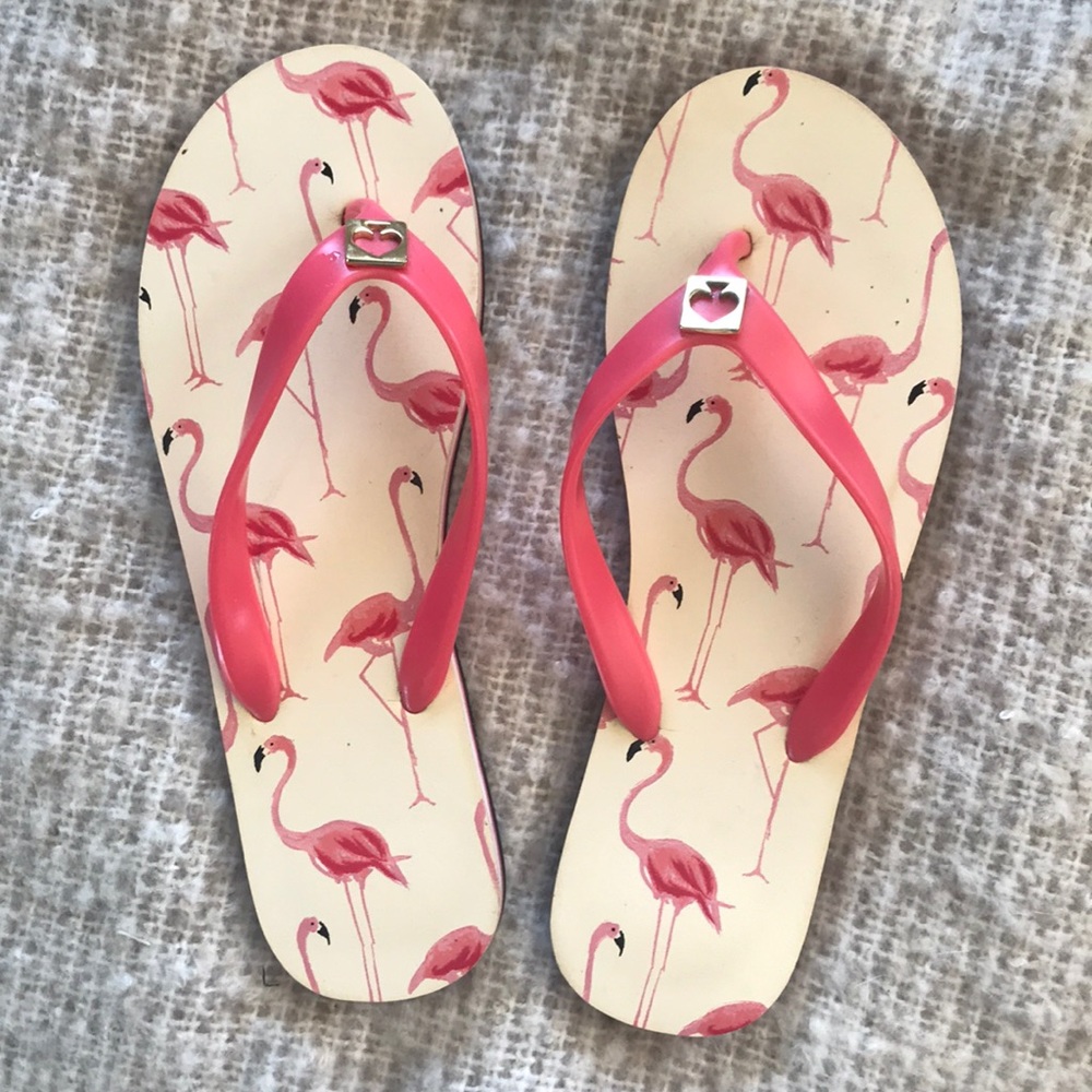 Kate Spade flamingo flip flops